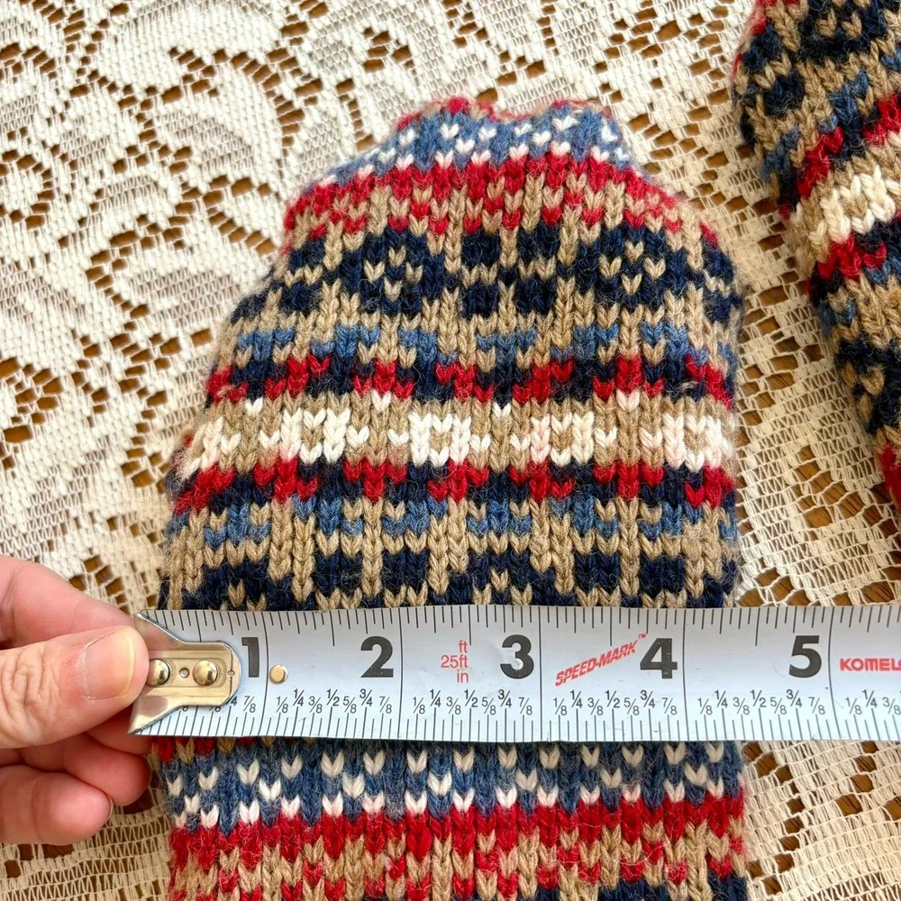 Minnesota Mittens Fair Isle Wool Blend Fleece Lined Knit Mittens Medium USA Made